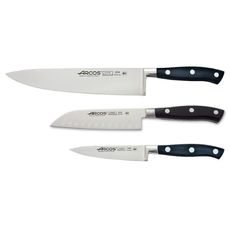 Arcos Coffret 3 Couteaux de Cuisine - Arcos Riviera Noir A807700 Couteaux de cuisine