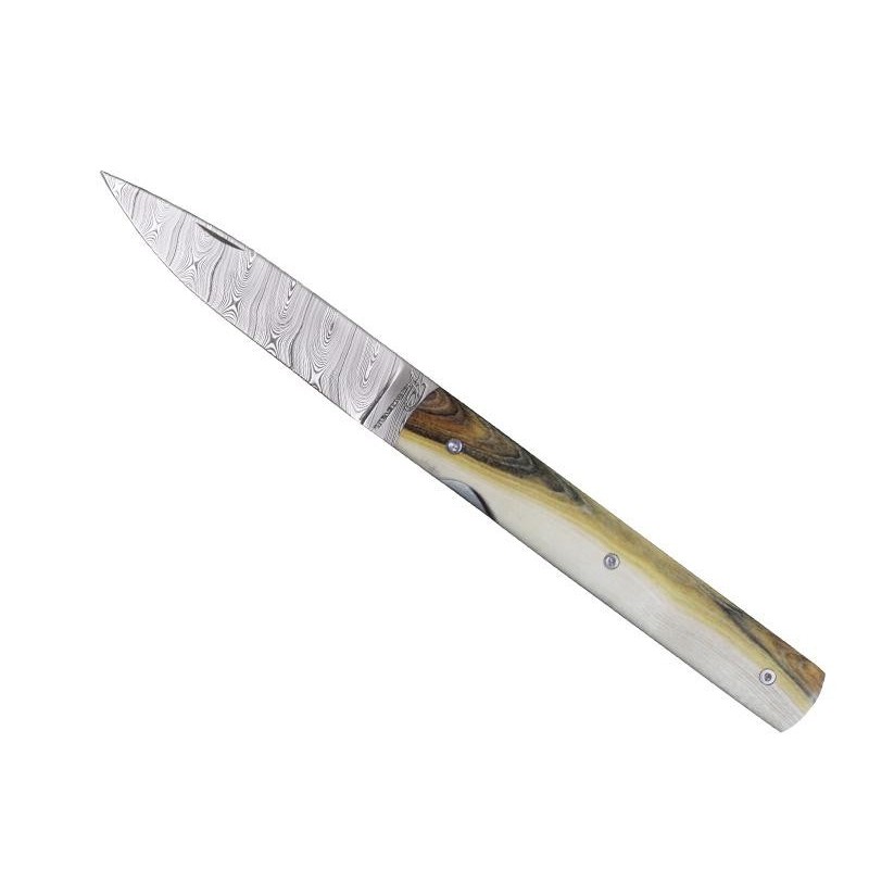 Perceval Couteau Perceval Le Français Pistachier Damas 11cm 1876 Couteaux de poche