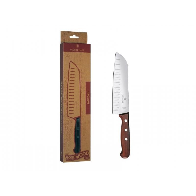 VICTORINOX Couteau Santoku Victorinox Rosewood Collection - lame alvéolée 17cm 6.8520.17RC Couteaux japonais