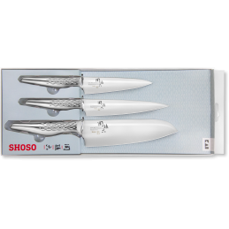 KAI Set 3 couteaux japonais de cuisine KAI SHOSO : Universel + Office + Santoku 51S.310 Couteaux japonais
