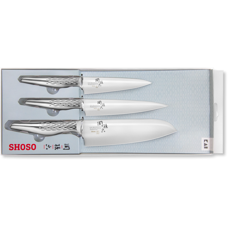 KAI Set 3 couteaux japonais de cuisine KAI SHOSO : Universel + Office + Santoku 51S.310 Couteaux japonais