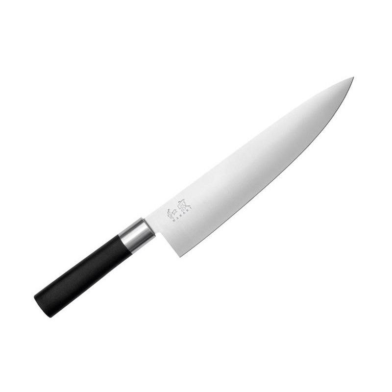 Couteau Japonais Santoku Wusaki Pakka - Couteau Santoku lame Acier  X50CrMoV15 170 mm manche pakkawood rouge