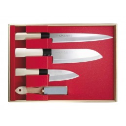 herbertz Japanese Knives Coffret 3 couteaux japonais + pierre à aiguiser 392900 Couteaux de cuisine