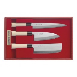 Couteaux Japonais Traditionnels (Cuisine) Coffret 3 couteaux japonais : Sashimi - Kodeba - Nakiri 392600 Couteaux japonais